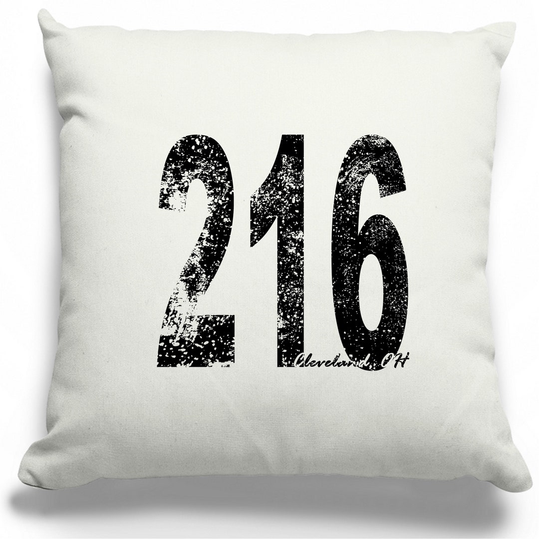216 Cleveland Ohio Area Code 100% Cotton Twill Fabric Throw Pillow Case ...