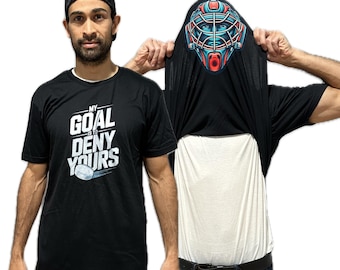 My Goal Is To Deny Yours Hockey Quote Flip Shirt - Funny Goalie Mask Flip Tee