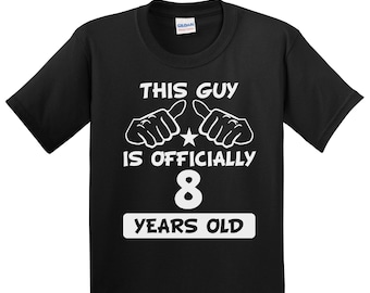 Boys 8th Birthday Shirt - This Guy Is Officially 8 Years Old Funny Kids Birthday T-Shirt by Really Awesome Shirts