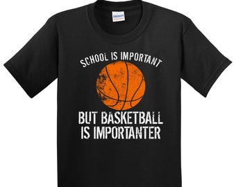 Boys Basketball Shirt - School Is Important But Basketball Is Importanter Funny Youth T-Shirt - Kids Basketball Gift - Kids Basketball Shirt