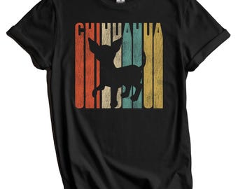 Chihuahua Shirt - Retro Chihuahua T-Shirt - Gift for Chihuahua Owner - 1970's Vintage Style Dog Silhouette Cracked Worn Distressed Look