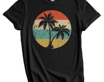 Tropical Beach Vacation Shirt - Retro Palm Trees Icon T-Shirt
