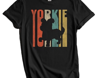 Maglietta Yorkshire Terrier - Maglietta retrò Yorkie - Regalo per il proprietario di Yorkshire Terrier - Silhouette di cane in stile vintage, screpolata, consumata e rovinata