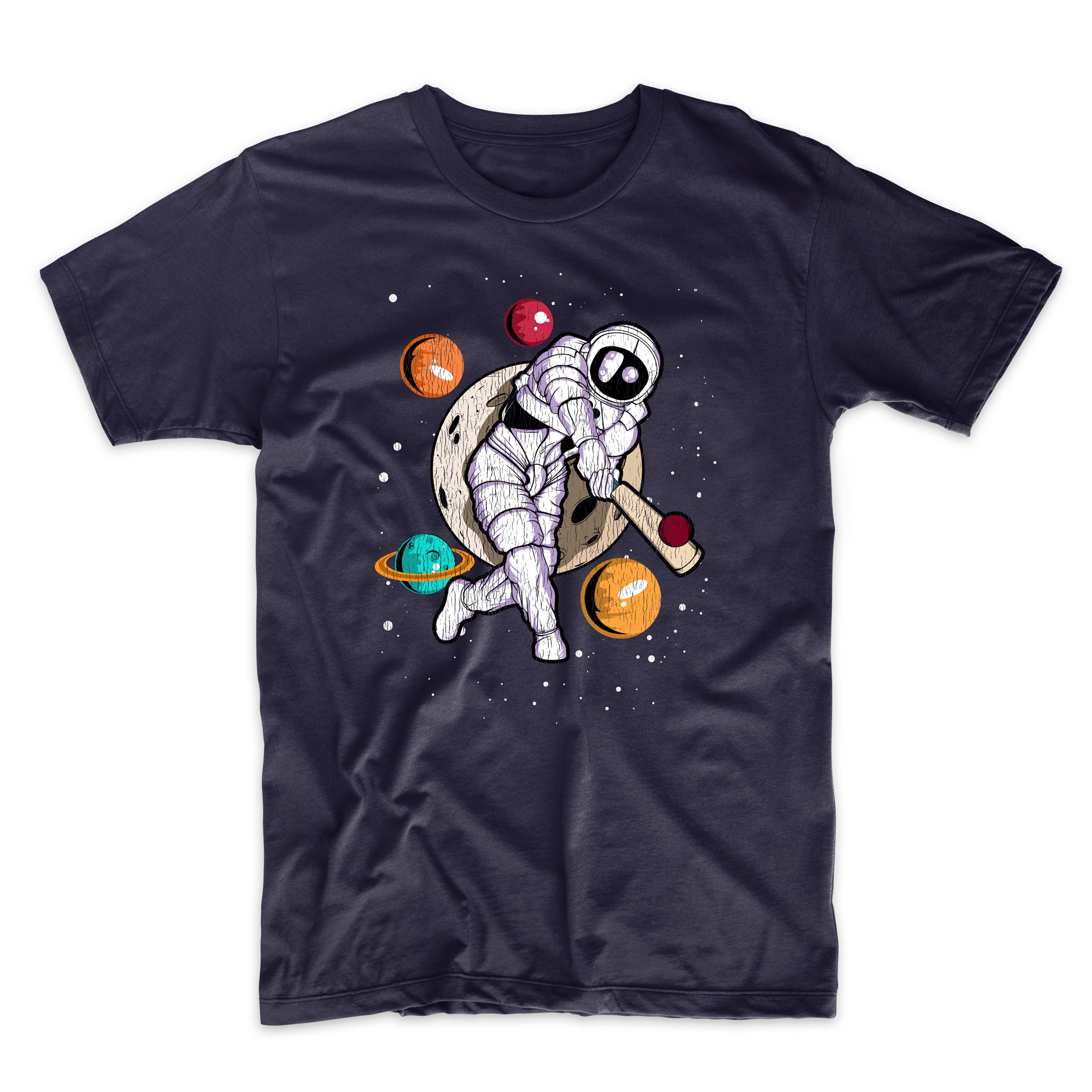 Discover Men's Cricket Shirt - Cricket Astronaut Outer Space Spaceman Distressed T-Shirt