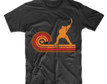 Men&#39;s Hockey Shirt - Retro Style Slap Shot Silhouette Hockey T-Shirt by Really Awesome Shirts