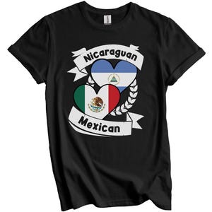 Nicaraguan Mexican Heart Flags Nicaragua Mexico T-Shirt