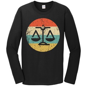 Lawyer Judge Shirt - Retro Scale of Justice Long Sleeve T-Shirt - Lawyer Icon Shirt