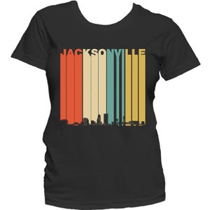 Women&#39;s Jacksonville Shirt - Retro 1970&#39;s Style Jacksonville Florida Skyline Women&#39;s T-Shirt by Really Awesome Shirts