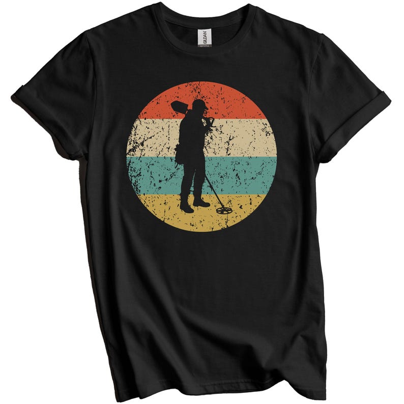 Metal Detecting Shirt - Vintage Retro Coinshooter T-Shirt - Metal Detectorist Gift - Treasure Hunting Icon Shirt Black
