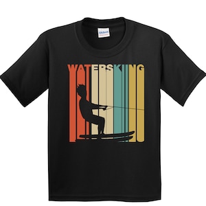 Kids Waterskiing Shirt - Retro Waterskier Youth T-Shirt - Waterskiing Gift for Kids