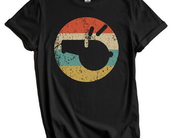 Referee Shirt - Gift for Referee - Retro Sports Ref Whistle Icon T-Shirt