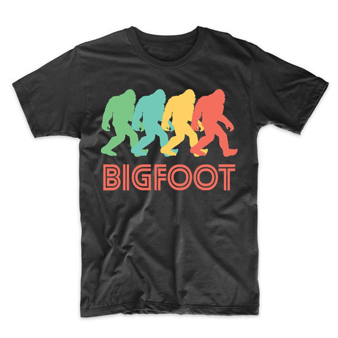 Bigfoot Shirt - Bigfoot Silhouette Retro Pop Art Sasquatch Graphic T ...