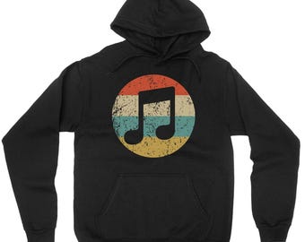 Musician Hoodie - Retro Musical Notes Icon Hooded Sweatshirt - Music Hoodie