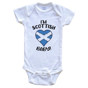 I'm Scottish Baby! Funny Scotland Flag Heart One Piece Baby Bodysuit - Short Sleeve or Long Sleeve
