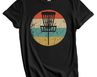 Disc Golf Shirt - Gift for Disc Golfer - Retro Disc Golf Basket Icon T-Shirt