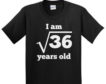 Kids 6th Birthday Shirt - Square Root of 36 6 Years Old Funny 6th Birthday Party T-Shirt - Math Shirt for Kids