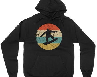 Snowboarding Hoodie - Retro Snowboarder Hooded Sweatshirt - Snowboard Icon Hoodie