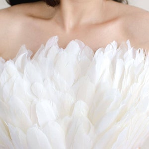 White Feather Wedding Dress, Feather High Low Dress With Train ...