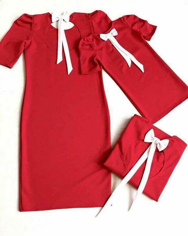 Jersey mother daughter matching midi dress,different colors, Mommy and me knee length dress, dress for mother and daughter image 3