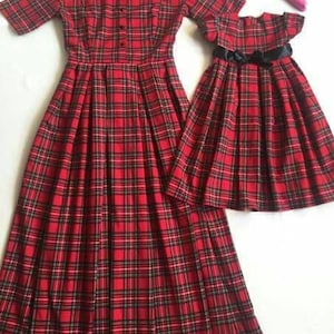 Plaid Mother daughter matching dress, Tartan Mom Daughter matching maxi dress Plaid dress long dress Mommy and Me Christmas dress gift image 3