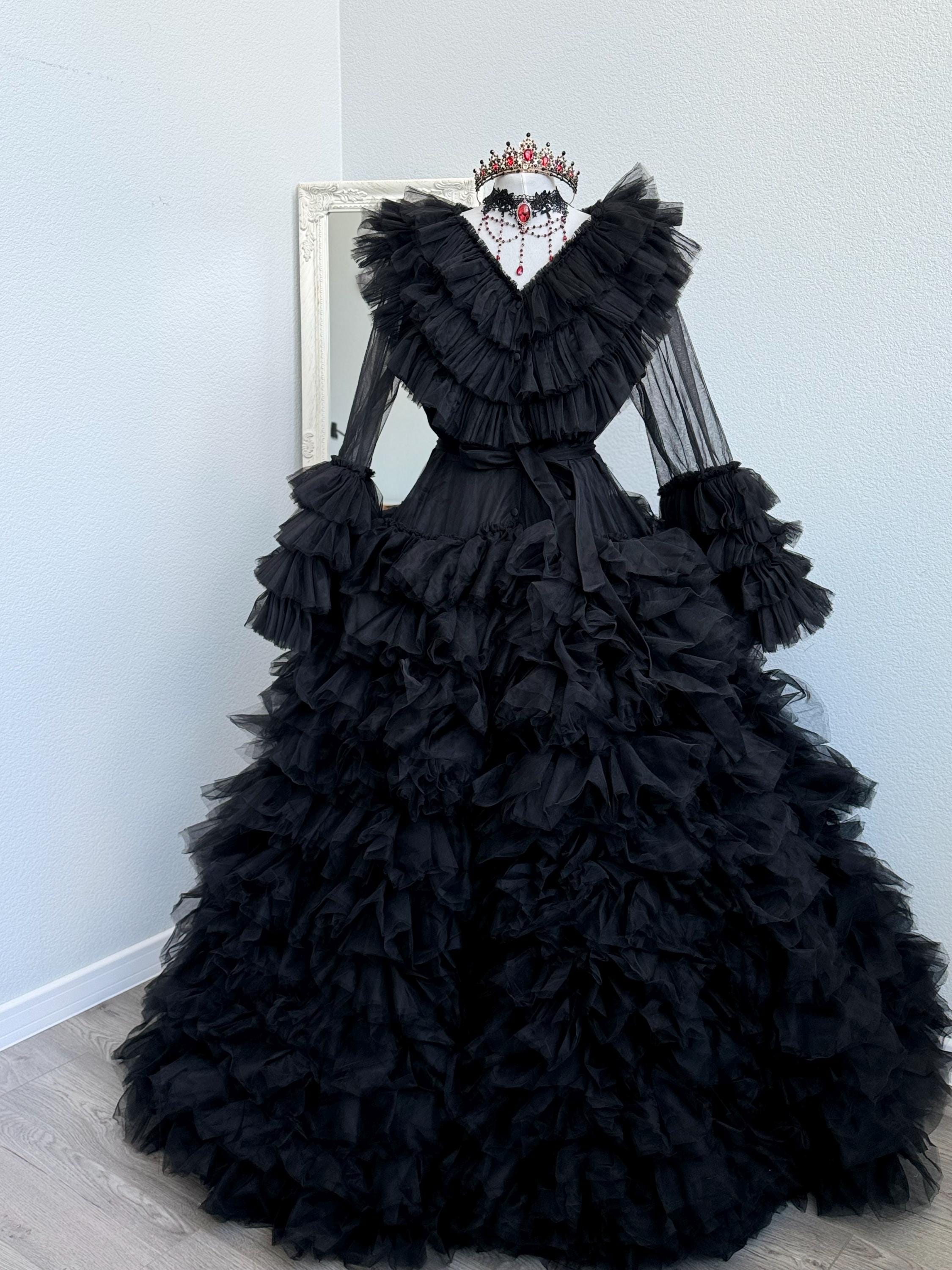 épine tulle teared onepiece black（Black One-Shoulder