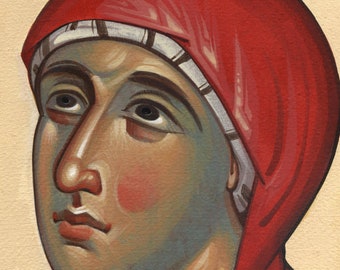 Sketch of a woman's head,  hand-painted