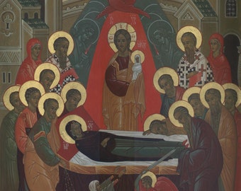 Icon of the Assumption of the Mother of God. hand-painted