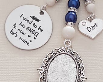 Wedding bouquet photo charm, dad memorial charm, I used to be his angel.