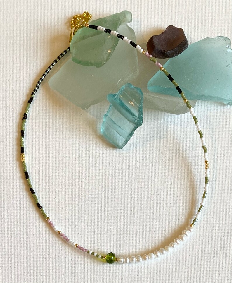 Dainty Choker Seed Bead Necklace Gifts Under 25 Pearl Choker Choker Beaded Delicate NecklaceChoker Beaded Necklace