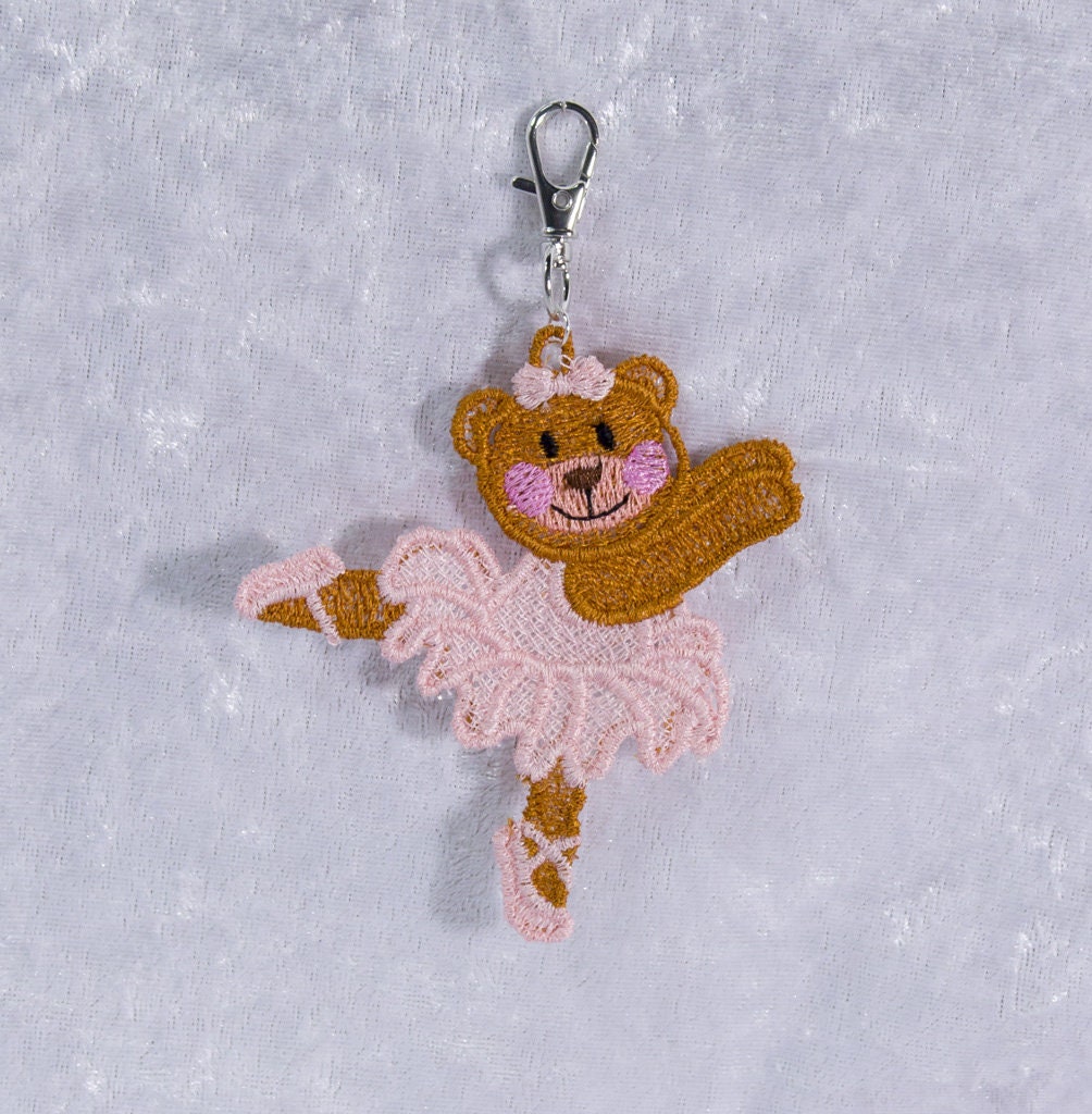 Porte Clefs Ours Danseuse Rose