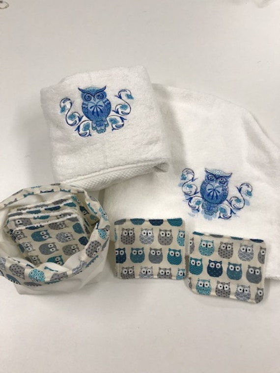 Kit Semainier de Lingettes Démaquillantes Lavables Hiboux