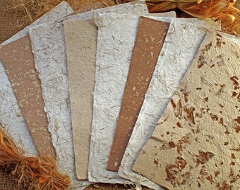 Papier handgeschöpft Spargelpapier Naturpapier 10 Bögen 8 x 8 cm