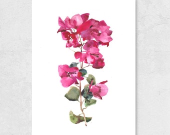 Bougainvillea Print: Magenta Floral Watercolor Wall Art