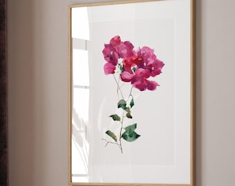 Bougainvillea Print: Magenta Floral Watercolor Painting, Pink wall print