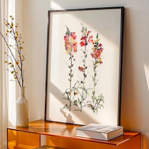 Snapdragon Watercolor Print – Spring Floral Wall Art for Home Decor