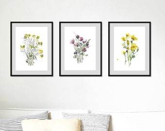 Impressions d'art aquarelle de fleurs sauvages pour votre décoration intérieure ou cadeau pour les amoureux de la nature