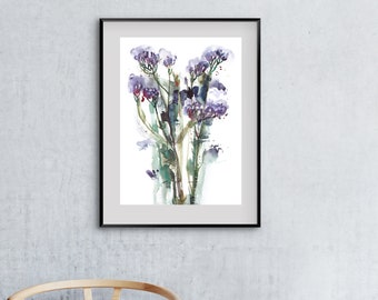 Sea Lavender Purple Flowers Artwork Print Floral Wall Home Decor