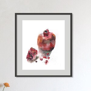 Fruit Art Print, Pomegranate Watercolor, Exotic Fruit Painting, Kitchen Food Art Poster, Biology Wall Art afbeelding 1