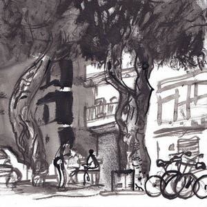 Dessin De Macchinetta Impression D Art Noir Et Blanc Etsy