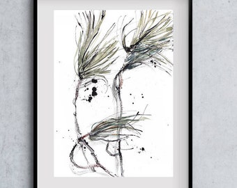 Pine Tree Watercolor Print: Botanical Wall Art
