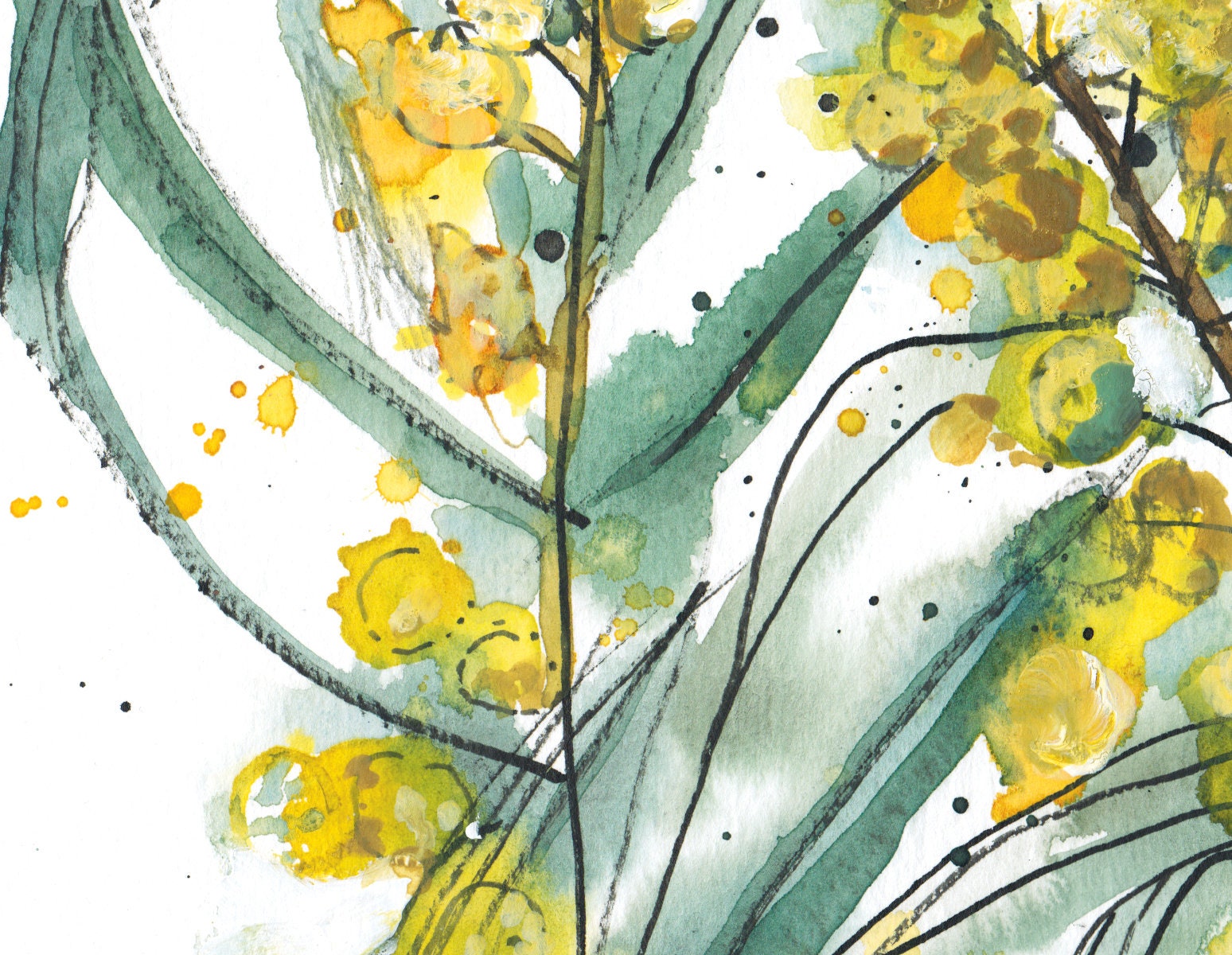 Original Watercolor Painting of Mimosa Tree Floral Original | Etsy