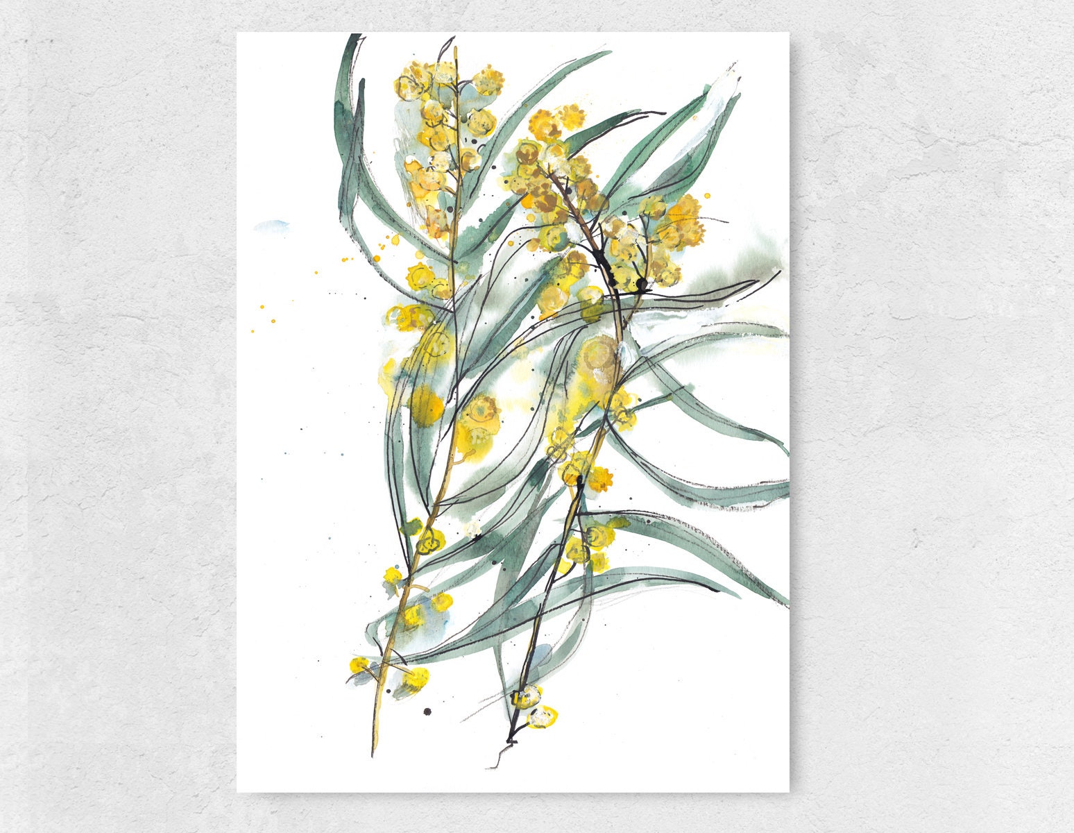 Original Watercolor Painting of Mimosa Tree Floral Original - Etsy UK