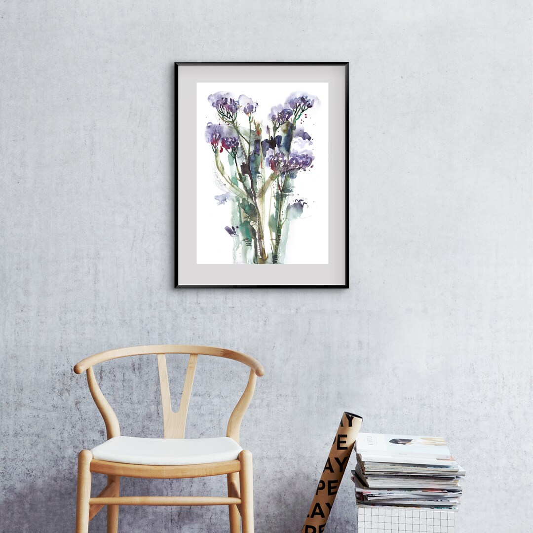 Sea Lavender Purple Flowers Artwork Print Floral Wall Home - Etsy