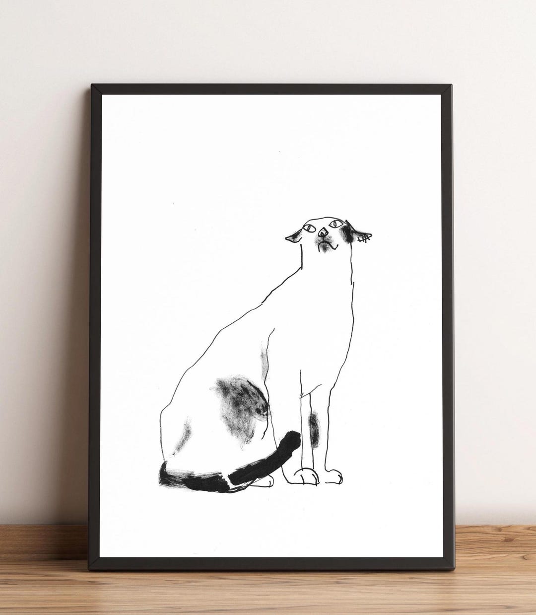 Minimalist Cat Wall Art – Black and White Cat Drawing – Modern Cat ...