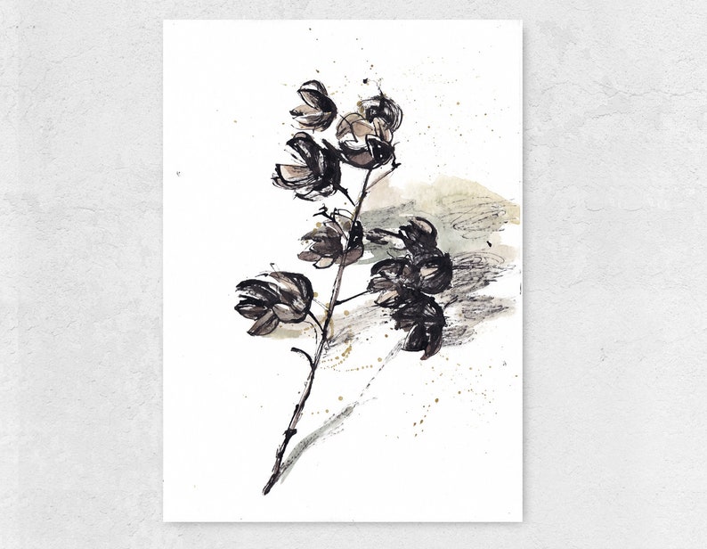 Minimalist Plant Drawing Set of 2 Prints Brown Gray Plant | Etsy