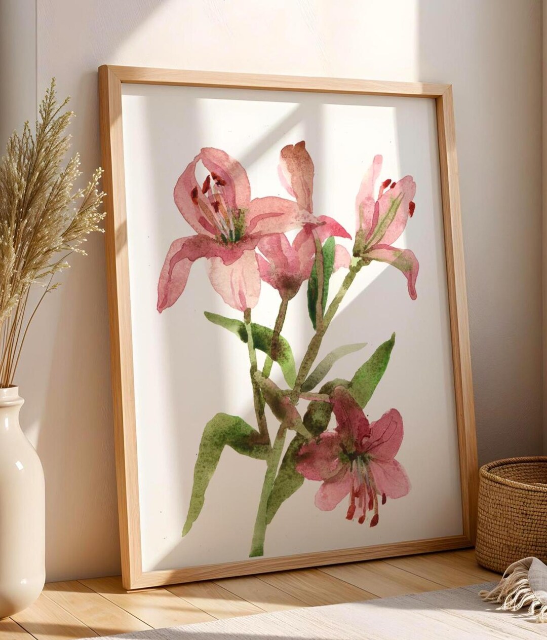 Lily Art Print – Watercolor Botanical Wall Art, Flower Painting for ...