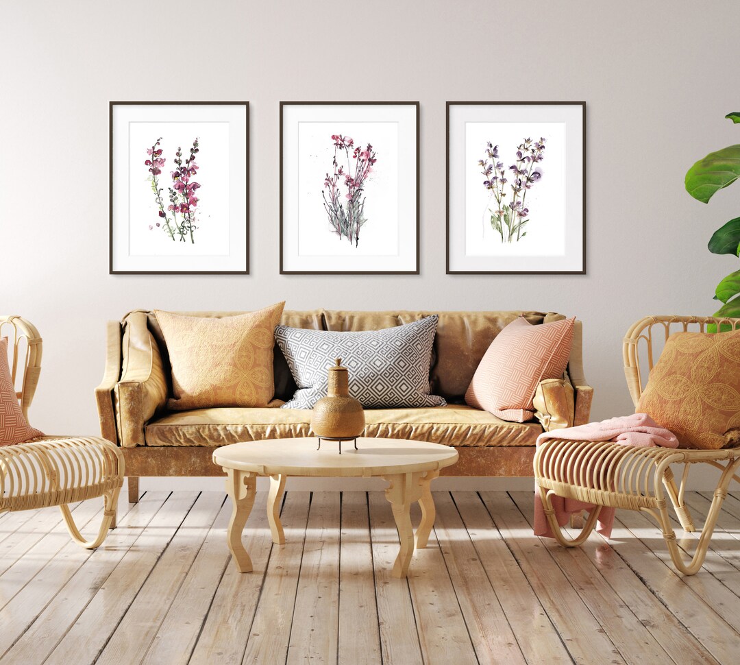 Wildflower Watercolor Print Set: Botanical Home Gallery Wall Art - Etsy