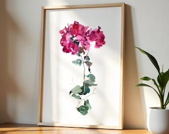 Vibrant Bougainvillea Wall Art, Hot Pink Floral Print, Botanical Artwork, Tropical Flower Decor