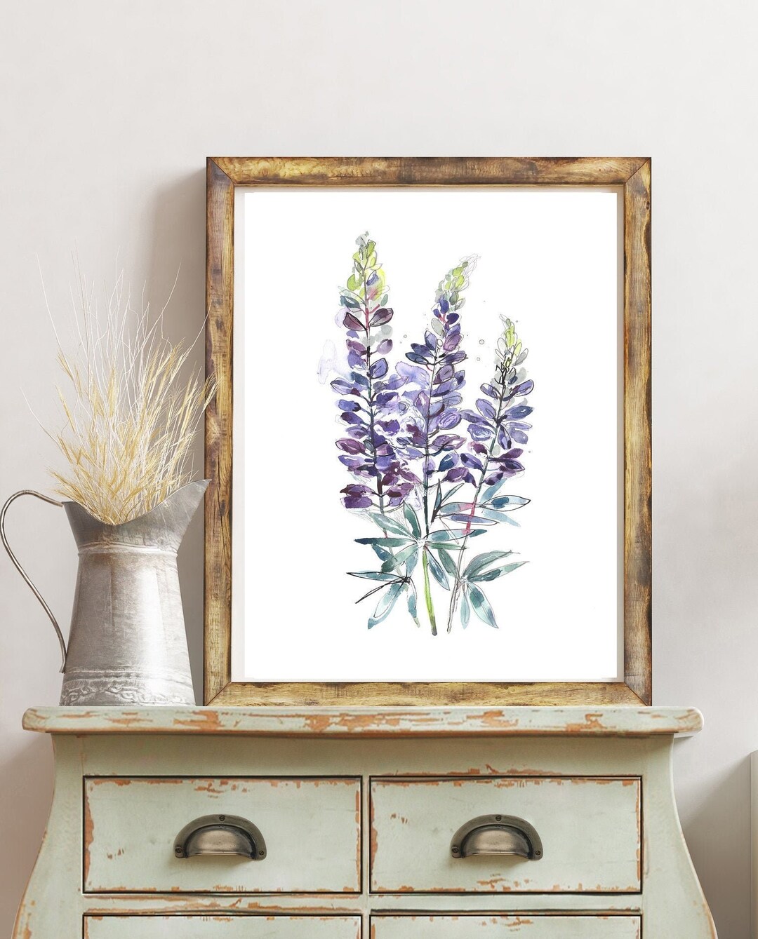 Lupine Art Print, Purple Wildflower Print, Watercolor Painting Print ...