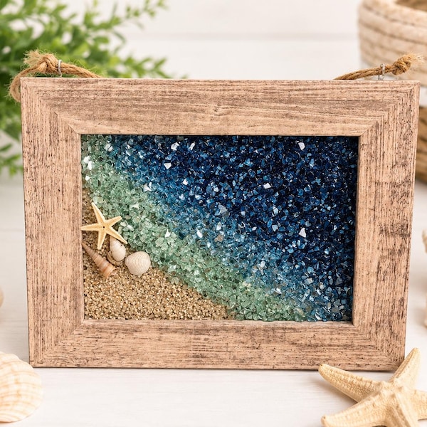 4X6 Handmade Coastal Beach Glass Art